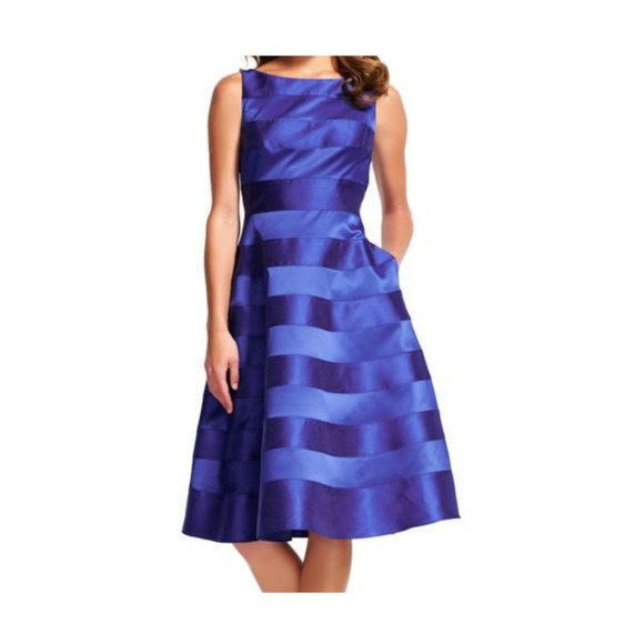 NWT Adrianna Papell Satin Stripe Dress- Neptune - Picture 5 of 6